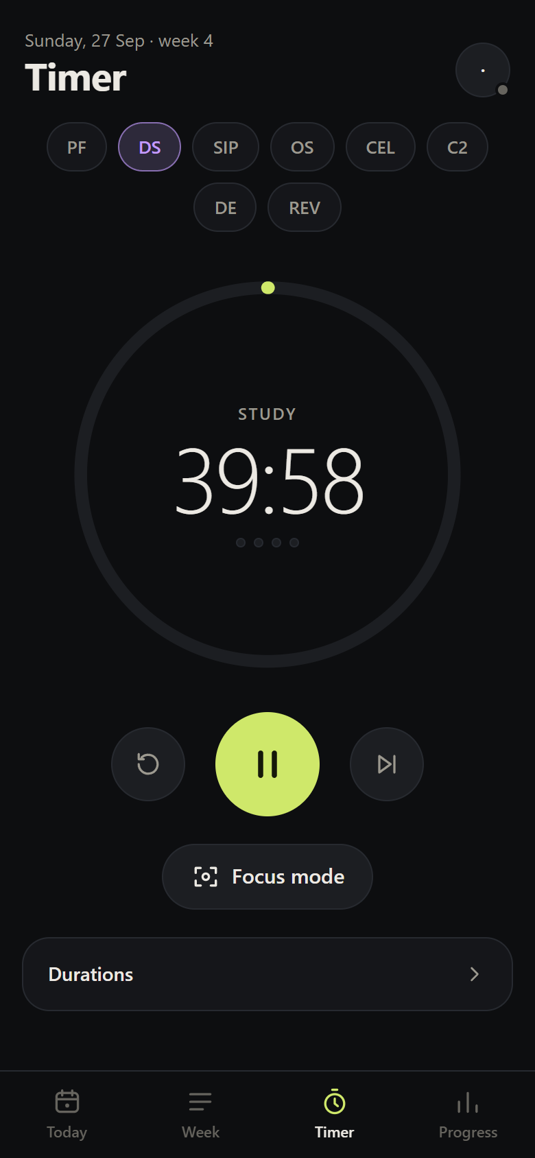 Timer tab